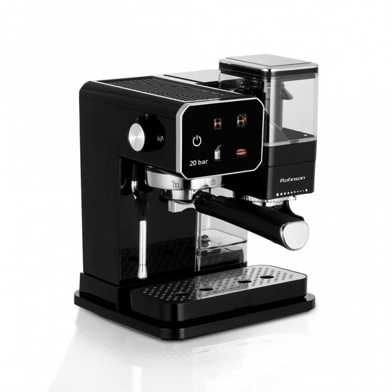 Espressor automat cu râșniță 2 în 1 Rohnson R98060,1350W, cafea boabe, putere macinare 20W,0.9L, pompa ULKA 20bar,tactil ,75dB, sistem ERP